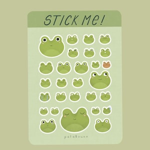 Hoja de pegatinas de mini ranas / Pegatinas troqueladas con expresiones faciales de gato adorables (A6)