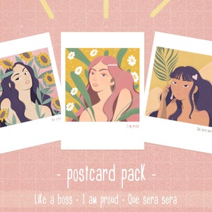 Lot de cartes postales : j'en suis fier . Comme un patron. Que sera seras / lot de cartes postales colorées tropicales fleuries