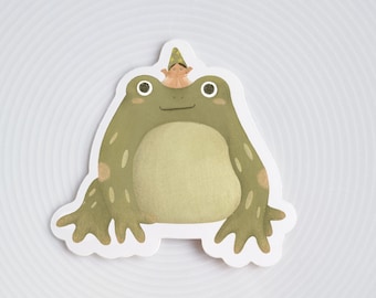 Frog and fairy sticker / waterproof vinyl outdoor laptop, water bottle, or laptop sticker