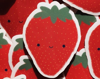 Strawberry sticker / Cute fruit waterproof sticker