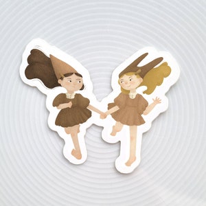 Vriendensticker / waterdicht vinyl buitenlaptop waterfles cottagecore-sticker