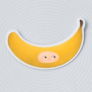 Cute face Banana sticker / small business, shop small, waterproof, vinyl, outdoor, laptop, water bottle sticker