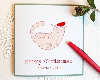 Merry Christmas Little Cat ! / Christmas Card - Greeting Holidays Pet Card