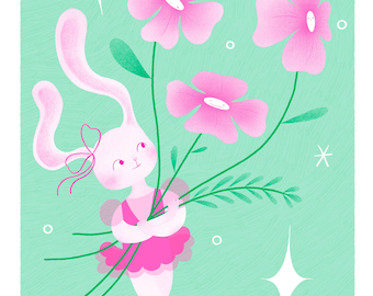 Riso Bunny / A4 risography limited edition illustration print
