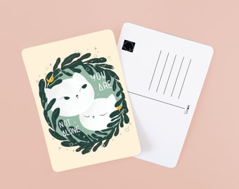 Non sei solo / cartolina con gatto che ama se stesso – stampa A6 – citazione kawaii
