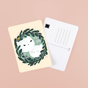 Vous n'êtes pas seul / Carte postale chat pour l'amour de soi - Impression A6 - Citation kawaii