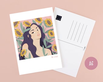 Like a boss postcard / colourful tropical flowery woman print