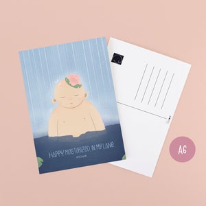 Cartão postal feliz, hidratado, na minha faixa / impressão zen relaxante