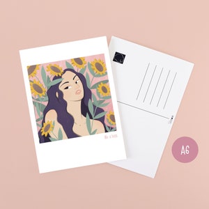 Carte postale comme un patron/impression femme tropicale fleurie colorée