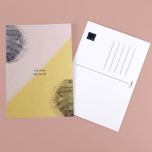 Torta / Cartolina di ispirazione - Cartolina positiva - Cartolina di cura di sé - Condividere l'amore - Blocco di colore - Stampa A6 - Scheda con citazione