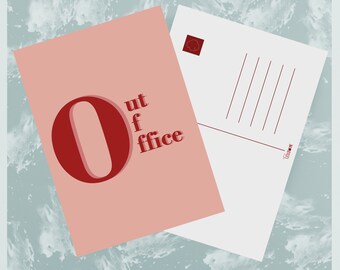 Out of office postcard / Holidays Vacation  Resignation  Congratulations A6 print - Lettering illustration - Wall art