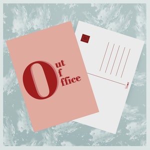 Out of office ansichtkaart / Vakantie Vakantie Ontslag Gefeliciteerd A6 print - Belettering illustratie - Kunst aan de muur