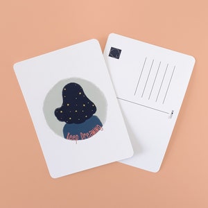 Continuez à rêver / Carte postale Inspiration Positive Self Care - Impression étoiles A6 - Illustration femmes