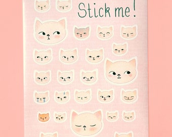 Stickervel minikat / A6-stickers schattige kat gezichtsuitdrukkingen kiss cut