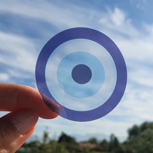 Adesivo occhio blu Nazar / piccola impresa, negozio piccolo, impermeabile, vinile, esterno, laptop, adesivo bottiglia d'acqua