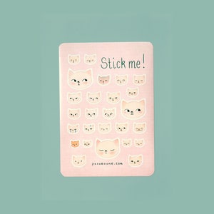 Feuille d'autocollants pour chat/expressions faciales de chat mignonnes autocollants coupés par baiser