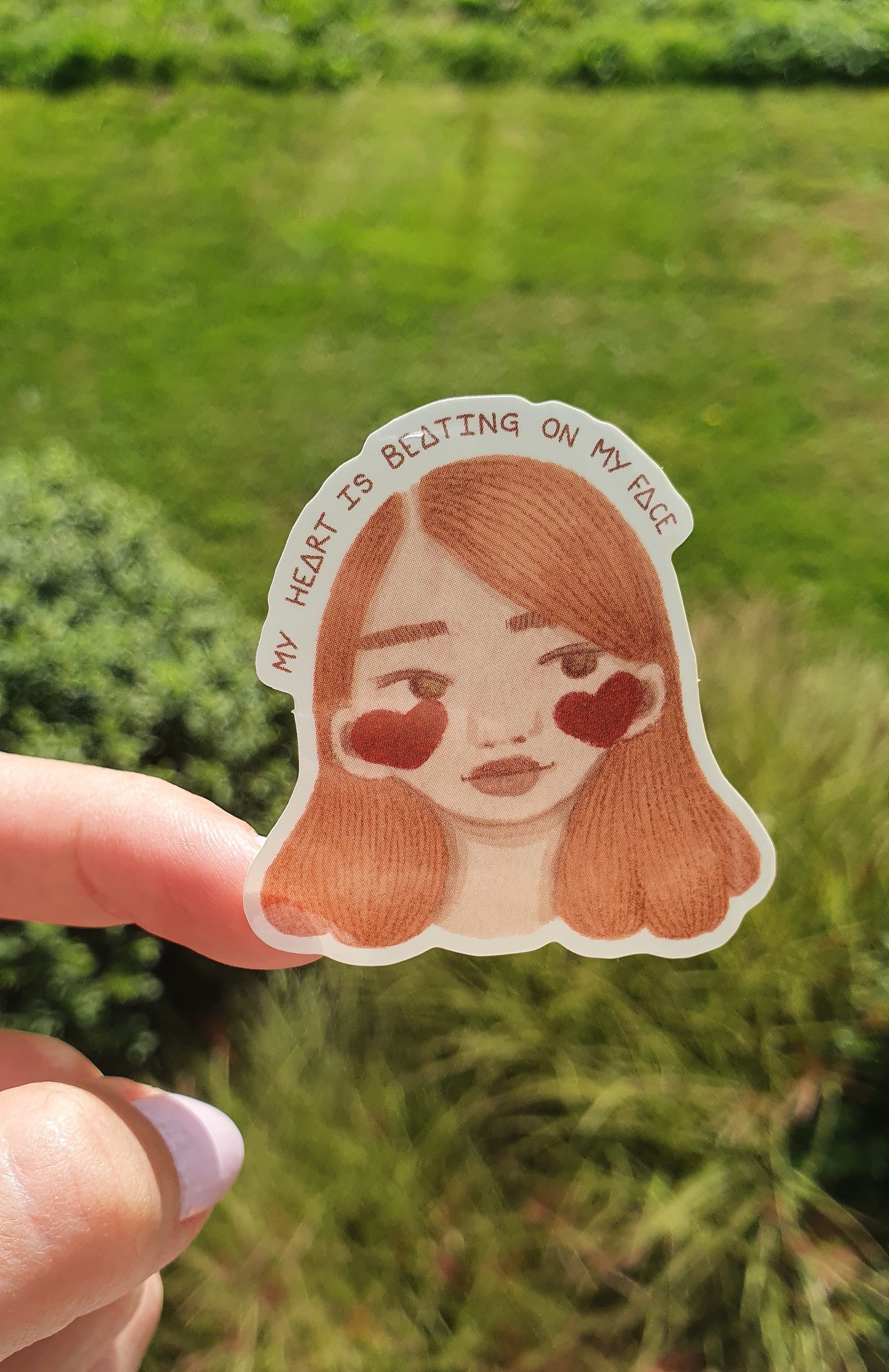 My heart is beating on my face sticker / cute hearty cheeks sticker