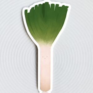 Sticker pour bouteille d'eau d'extérieur pour ordinateur portable en vinyle imperméable végétal, poireau/légume végétal