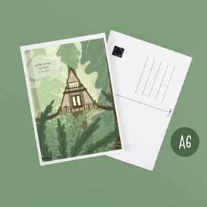 Baumhaus - We're in this together, dont be afraid Postkarte / Wald A6 Druck – Gemütliche Illustration