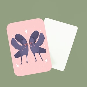 Nous brillons ensemble / Carte d'illustration A6 de jolis oiseaux pleins d'amour - Impression cosy