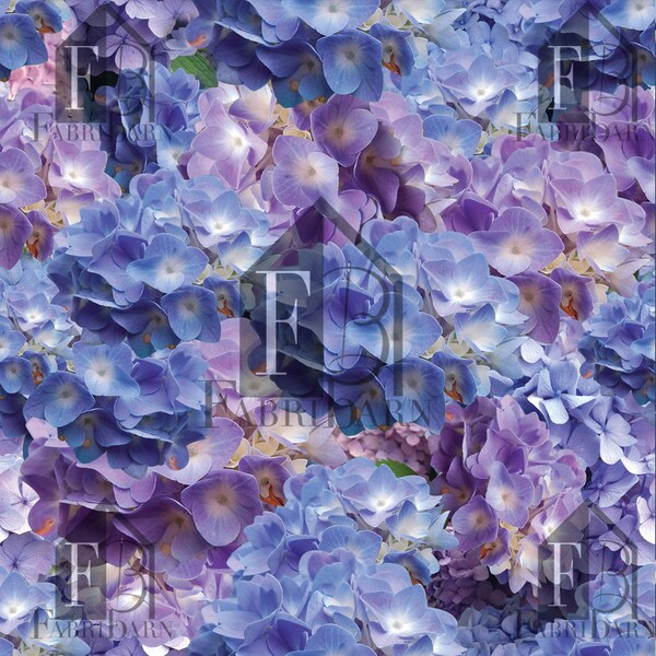 Hydrangea Floral Shades of Purple Cotton  fabric