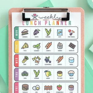 Lunch Planner Printable, Weekly Lunch Scheduler, School Lunch Tracker, Bento Box, Kid&#39;s meal, Meal Planner