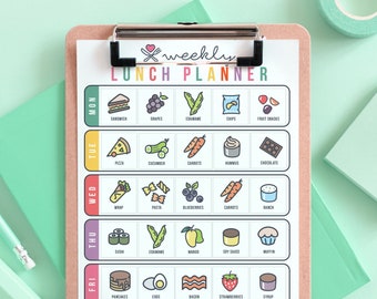 Lunch Planner Printable, Weekly Lunch Scheduler, School Lunch Tracker, Bento Box, Kid's meal, Meal Planner