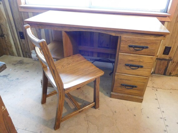 Rare A Brandt Rustic Ranch Oak Desk Chair Great Overall Etsy