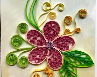 Quilled 3D Notecard, Handmade, Postcard, Flower, Pink, Mandala, Scrapbooking, Art, Cherry Blossom,