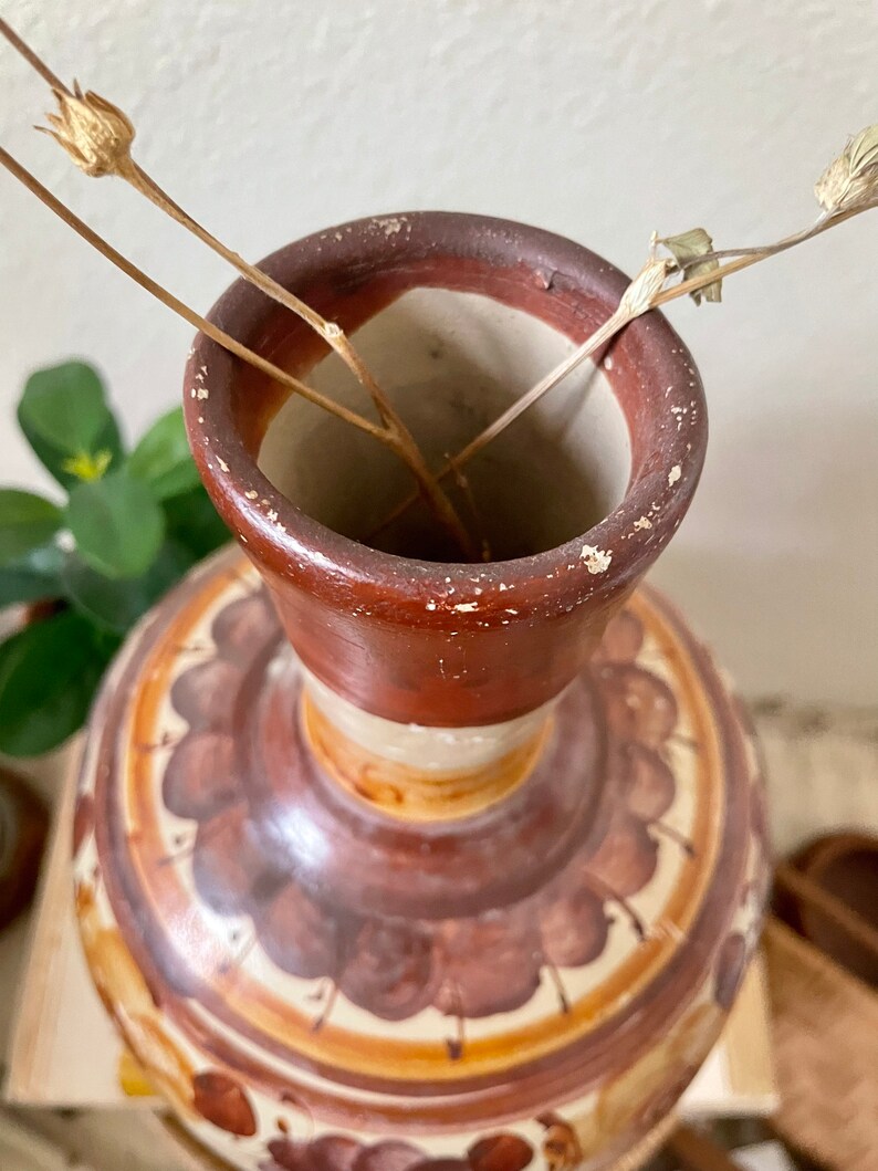 Vintage Large Mexican Vase Mexican Vase With Flowers Mexican Etsy