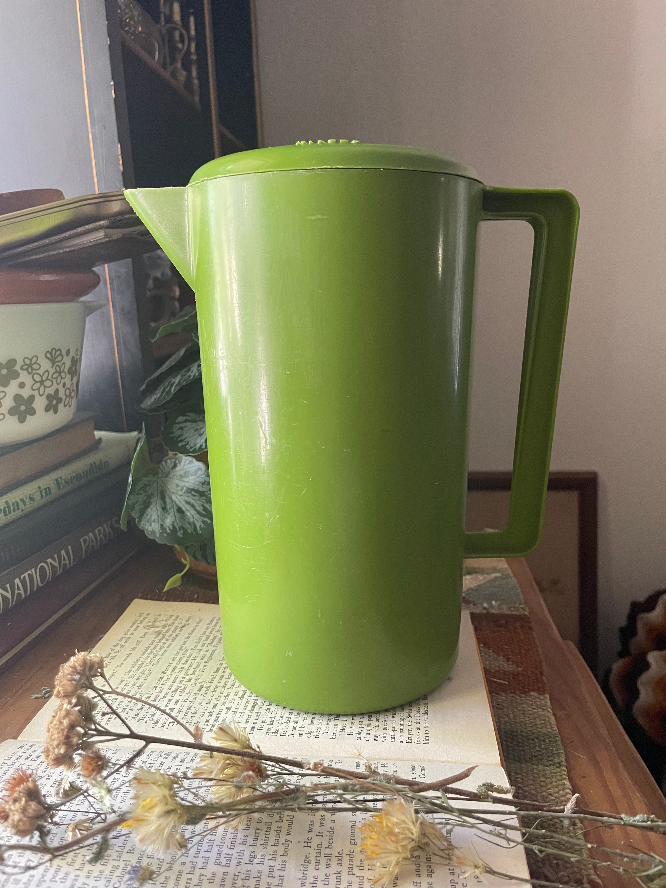 Green Vintage Pitcher, 70s Plastic Pitcher, Tea or Water Pitcher