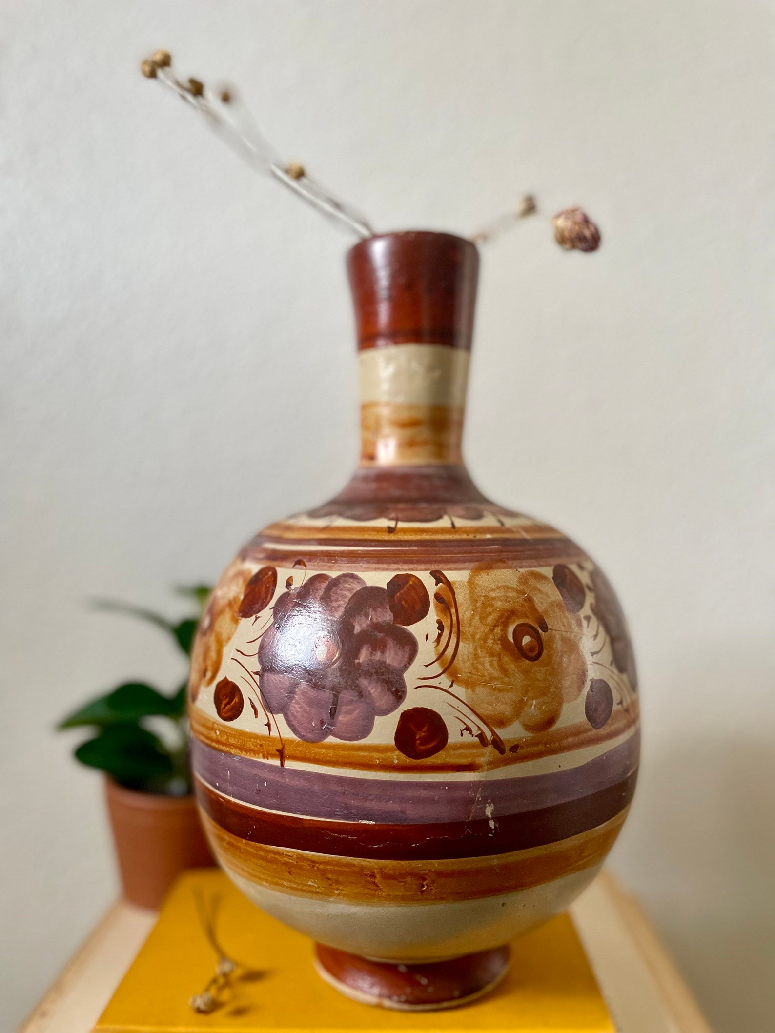 Vintage Large Mexican Vase Mexican Vase With Flowers Mexican Etsy