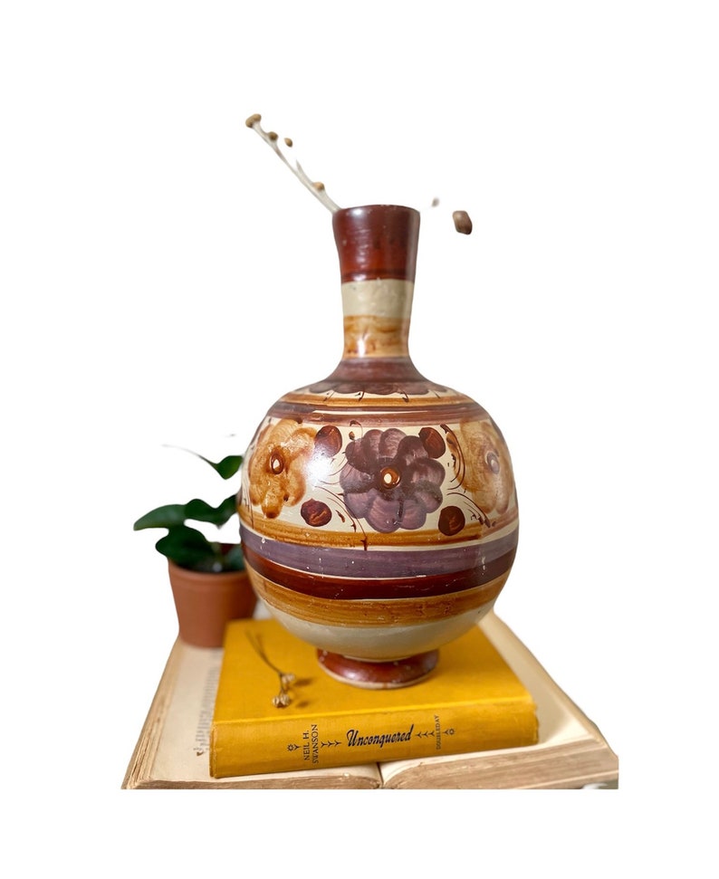 Vintage Large Mexican Vase Mexican Vase With Flowers Mexican Etsy