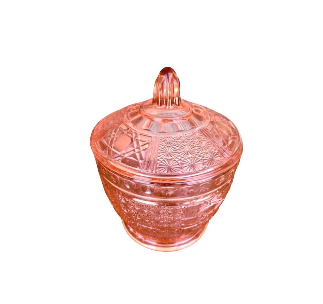 Vintage Pink Glass Candy Dish With Lid Mid Century Pink Dish Etsy