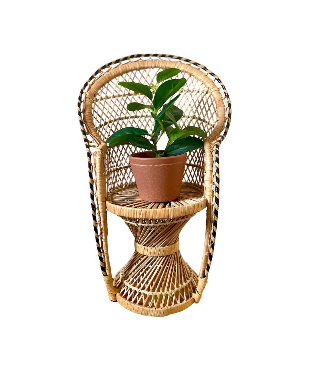 Mini Peacock Chair, Wicker Peacock Chair, Plant Stand, Vintage Wicker Chair, Plant Holder, Doll