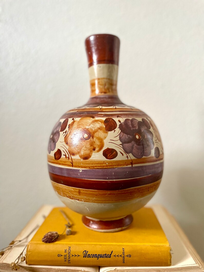 Vintage Large Mexican Vase Mexican Vase With Flowers Mexican Etsy
