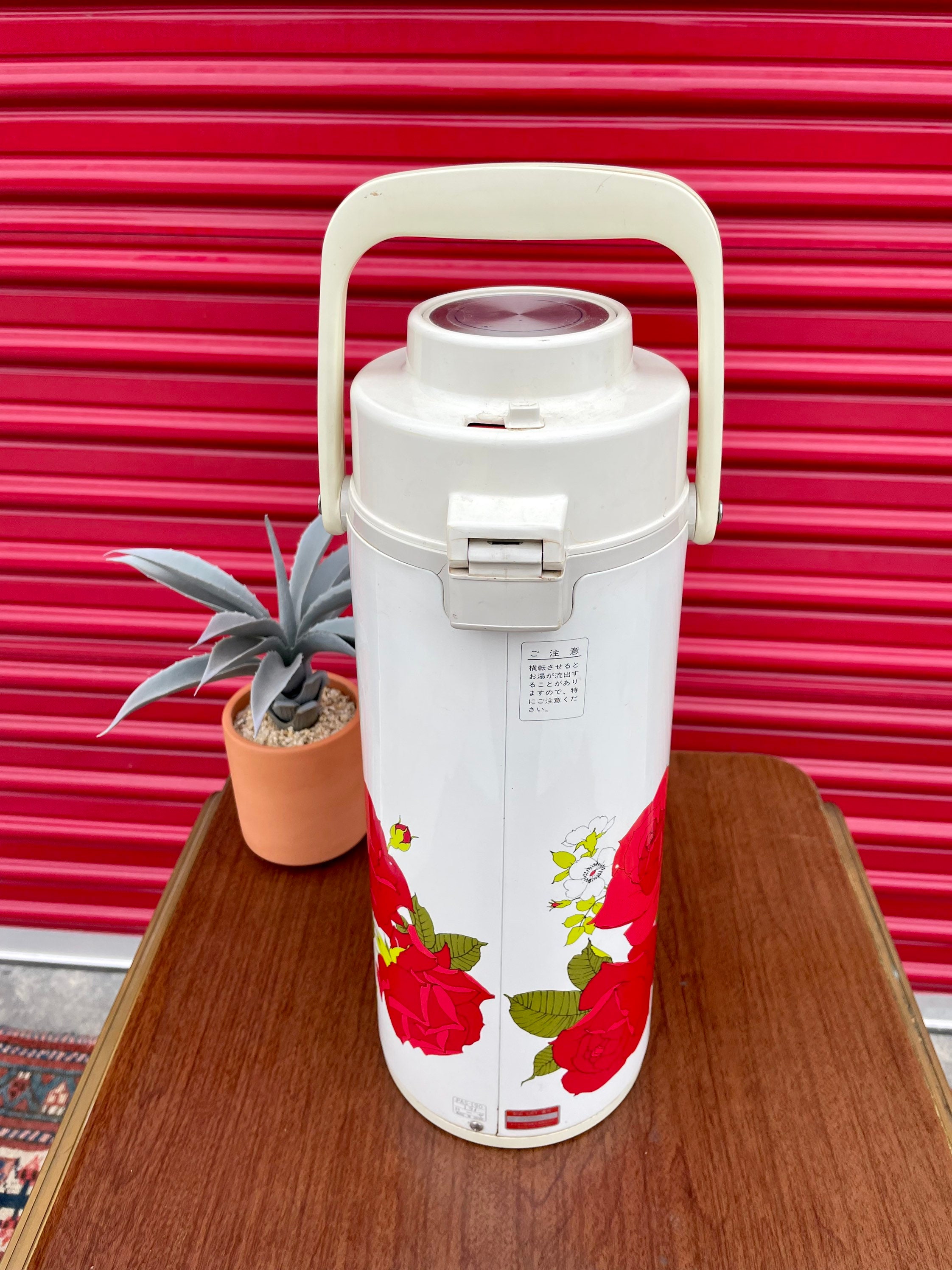 Vintage Air Pot Pump Vacuum Liquid Dispenser Hot Cold Floral Print Coffee  Juice