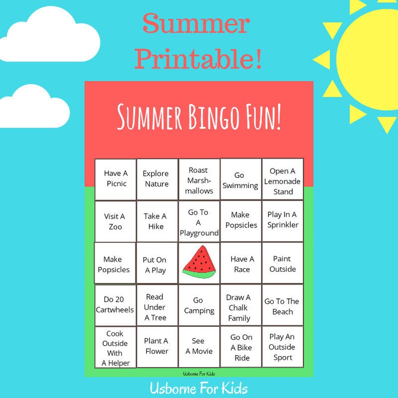 Summer Bingo Printable Summer Bingo Printable