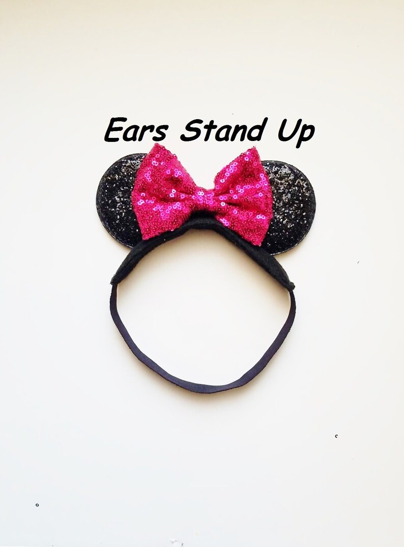 Baby Toddler Infant Minnie Mouse Ears With Magenta Bow / Etsy
