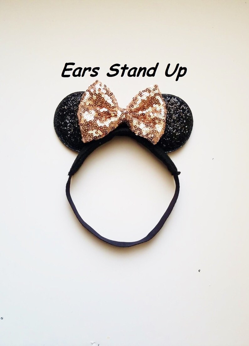 Baby Toddler Infant Minnie Mouse Ears With Lt Rose Gold Bow / Etsy
