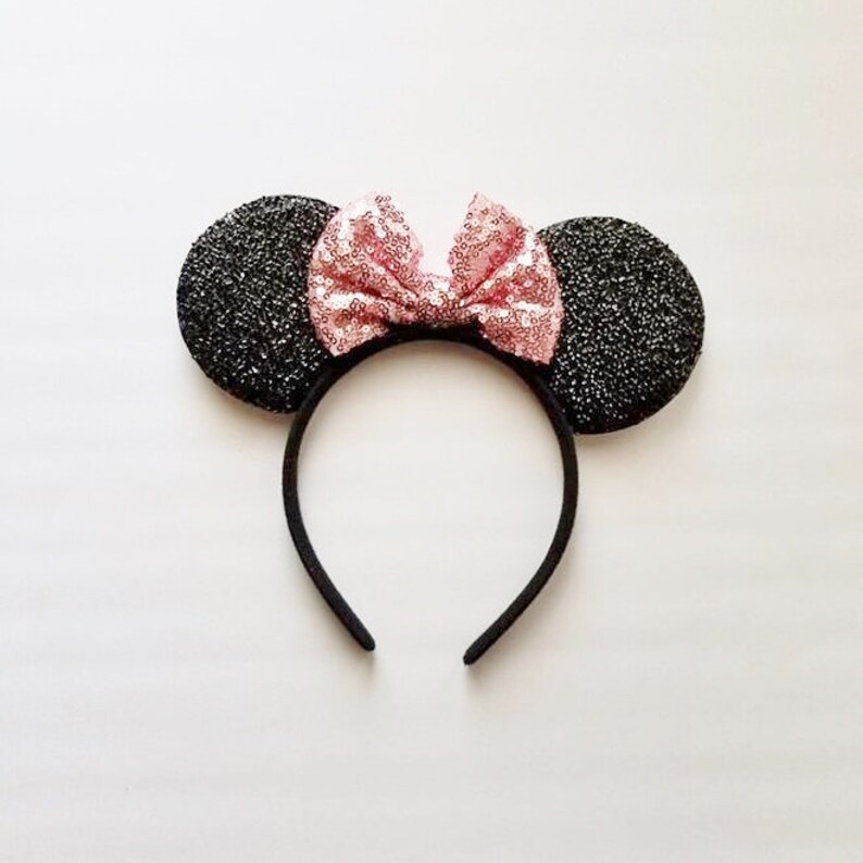 Minnie Mouse Ears with Rose Gold Bow Vintage Style Mouse Ears Minnie Ears Classic Ears