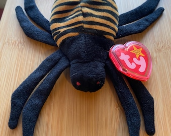 Ty Beanie Baby 1996 Spinner the Spider P.V.C. Pellets Tag Errors Mint