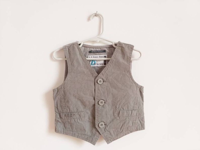 Vintage Baby/'s Vest First Boy/'s Vest Light Gray Top Neutral Color Clothing Size 98 Toddler Vest Party Wear Outfit Garden Party Vest Wedding