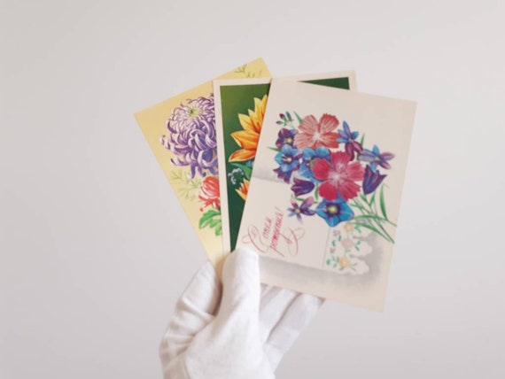 Lot De 3 Rus Anniversaire Des Cartes Salutations Vintage