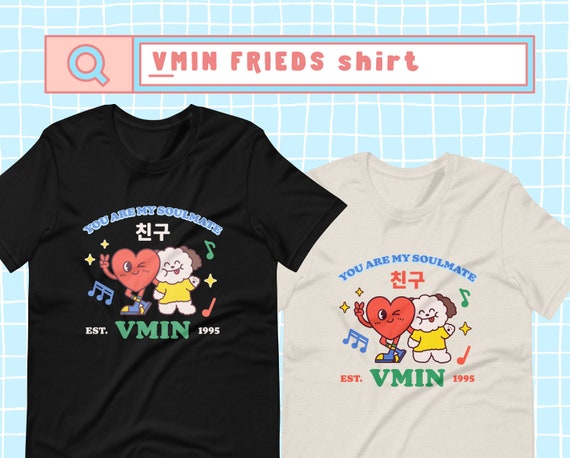 Camisa unisex VMIN FRIENDS, merchandising kpop, Jimin, Taehyung, V -   México
