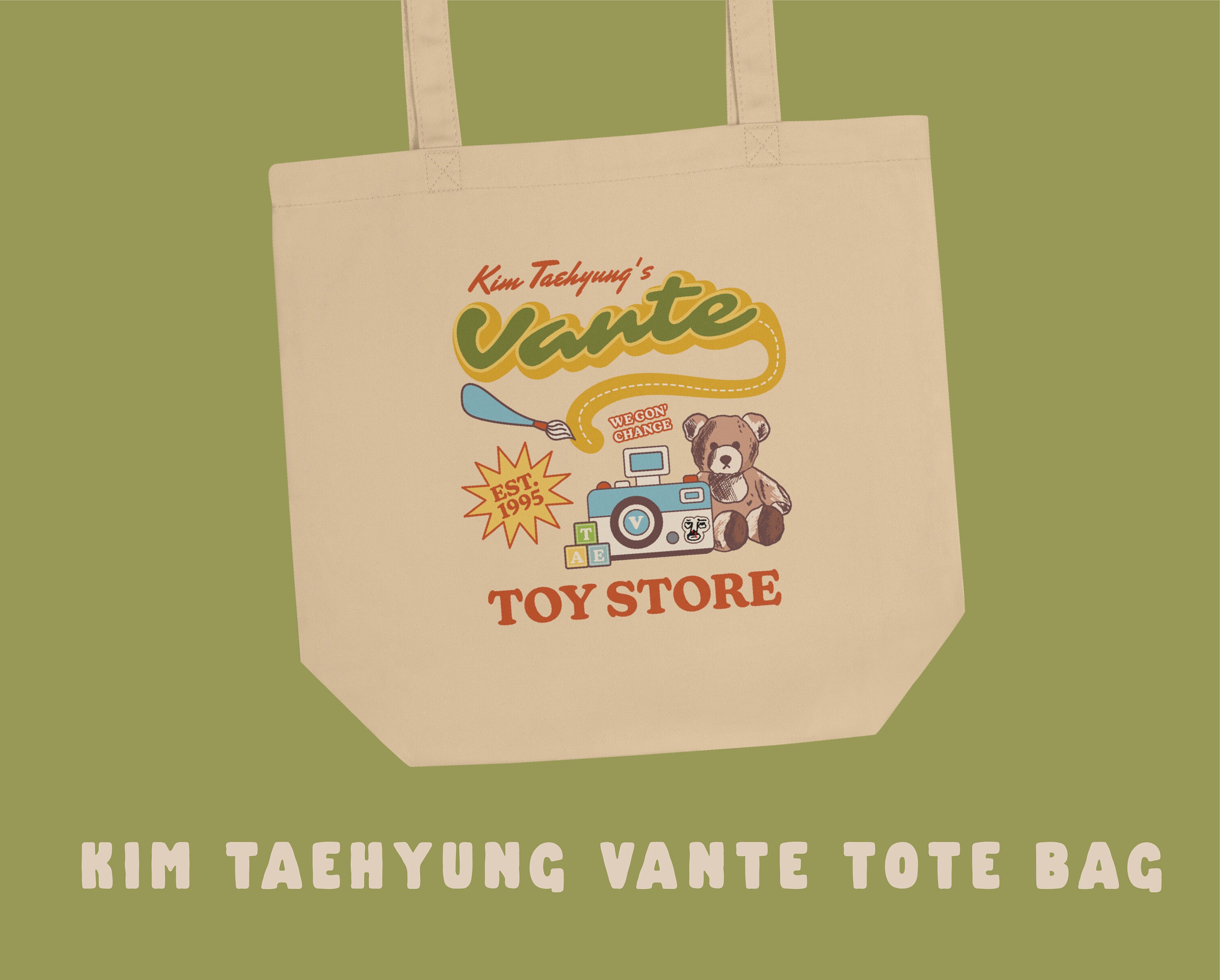 Kim Taehyung Vante Toy Store Retro Tote Bag BTS Fanmerch 