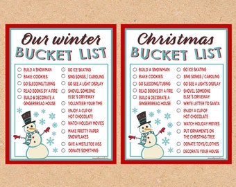 Winter/Christmas Bucket Lists (pre-filled template)