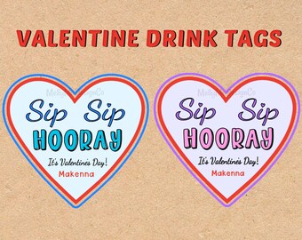Sip Sip Valentine Heart Tag