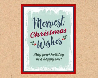 Merry Christmas Wishes Gift Tag: Holiday Printable (Digital Download)