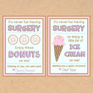 SURGERY Get Well tags (Ice Cream/Donuts)